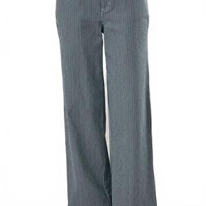 NEW LE LIS women's straight leg twill pants in indigo white stripe